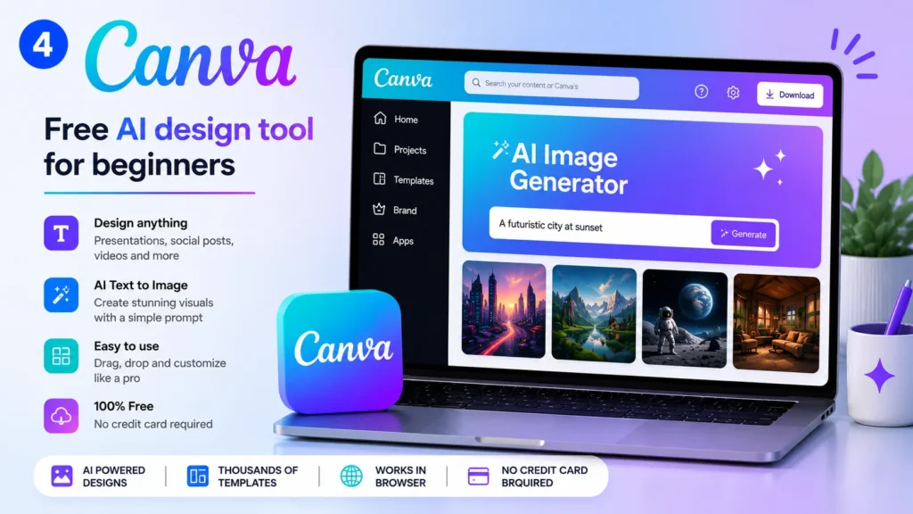 Canva AI free design tool for beginners — text to image 2026
