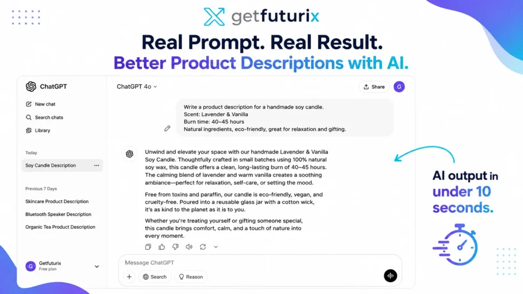 ChatGPT product description prompt example — how to use AI to write product descriptions for beginners