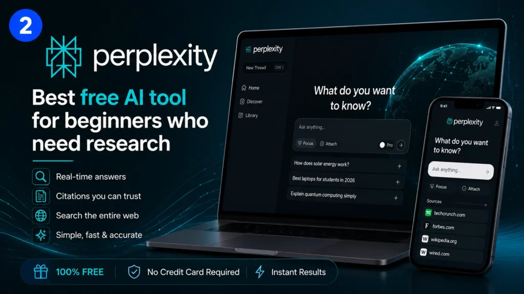 Perplexity AI — best free AI tool for beginners who need research
