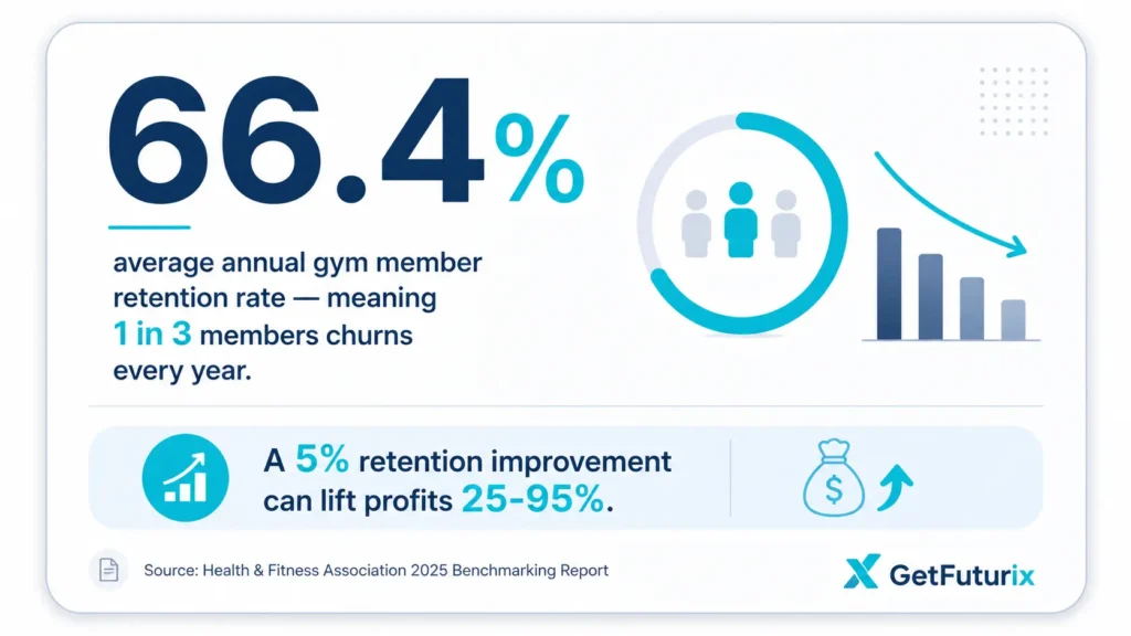 AI churn prediction gym — member retention statistics 2026 from HFA benchmarking report