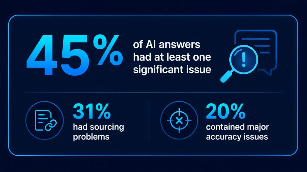 AI hallucination statistics 2026 — BBC study on AI writing accuracy problems
