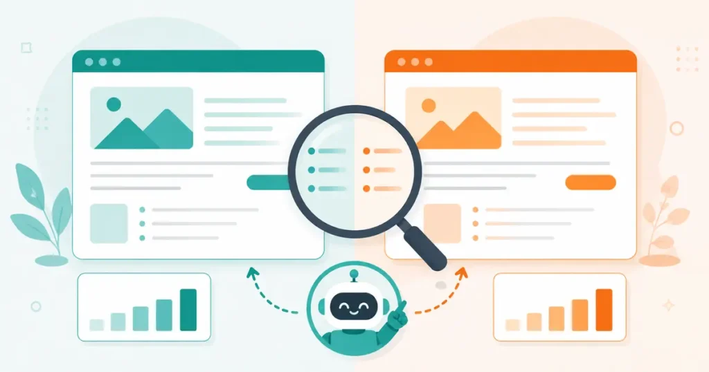 AI bloging tools competitor analysis comparing two blog websites side by side