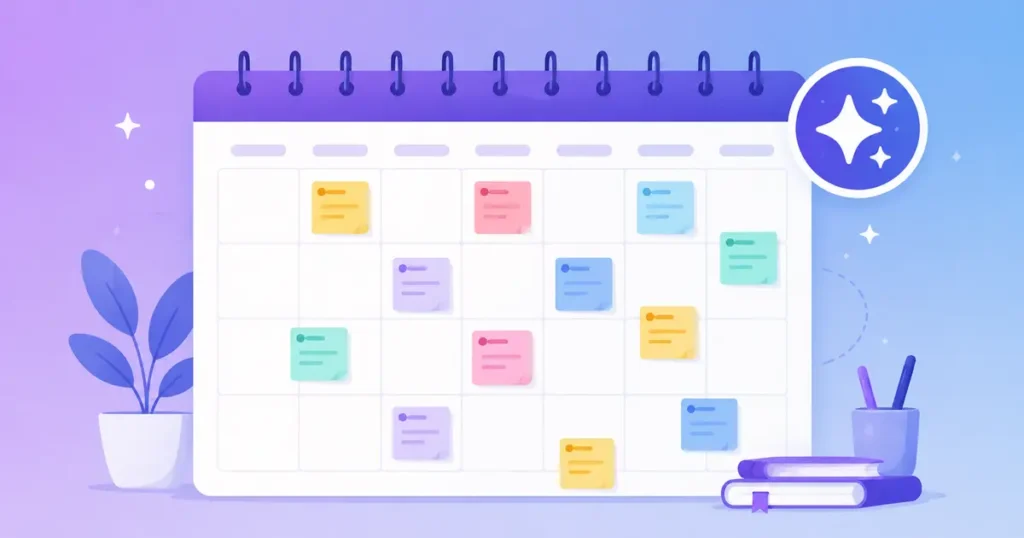 AI content calendar generator showing a month of planned blog topics