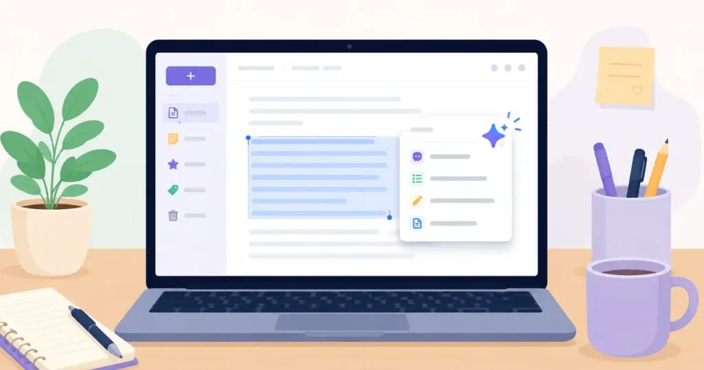 Beginner-friendly illustration of using Notion AI to summarize a page of notes
