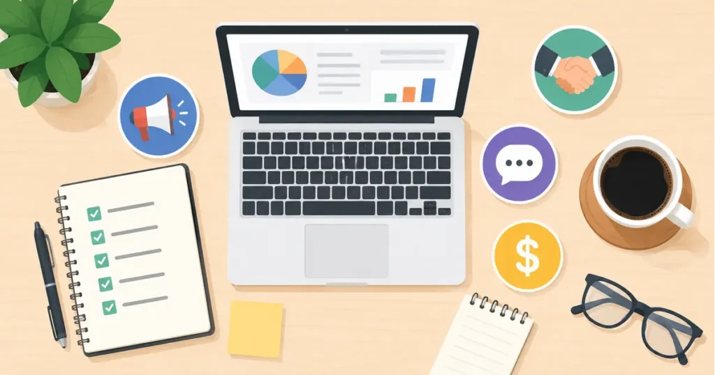 Checklist of ChatGPT prompt categories for small business owners covering marketing, sales, and finance