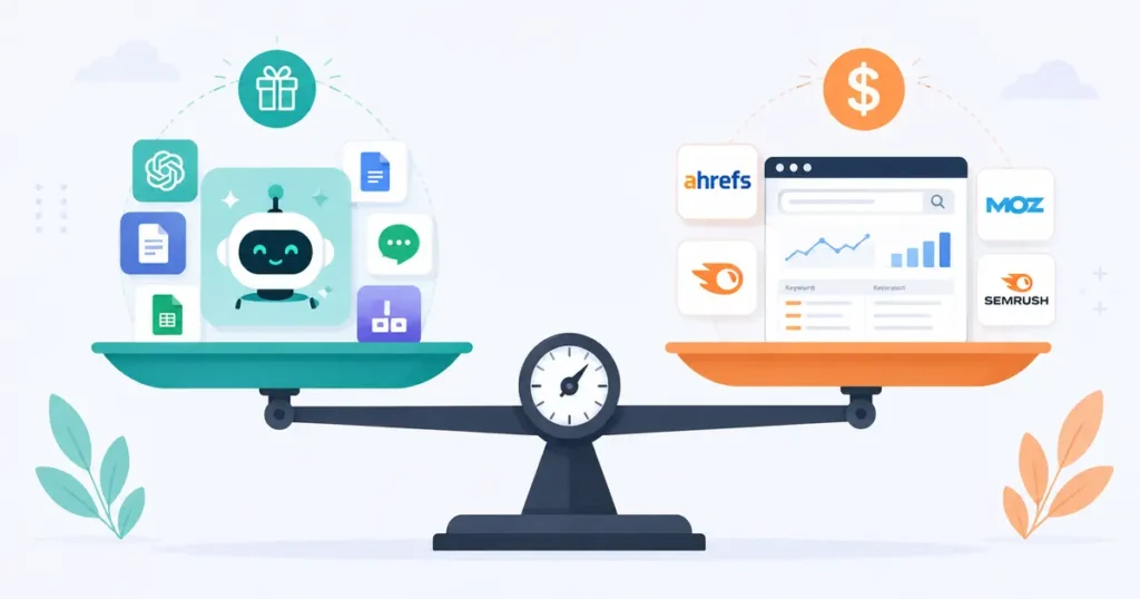 Free AI SEO tools vs paid SEO tools comparison