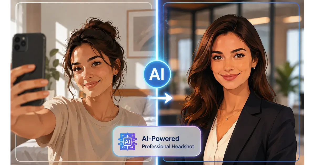 Free AI headshot generator 2026 — before and after selfie transformation