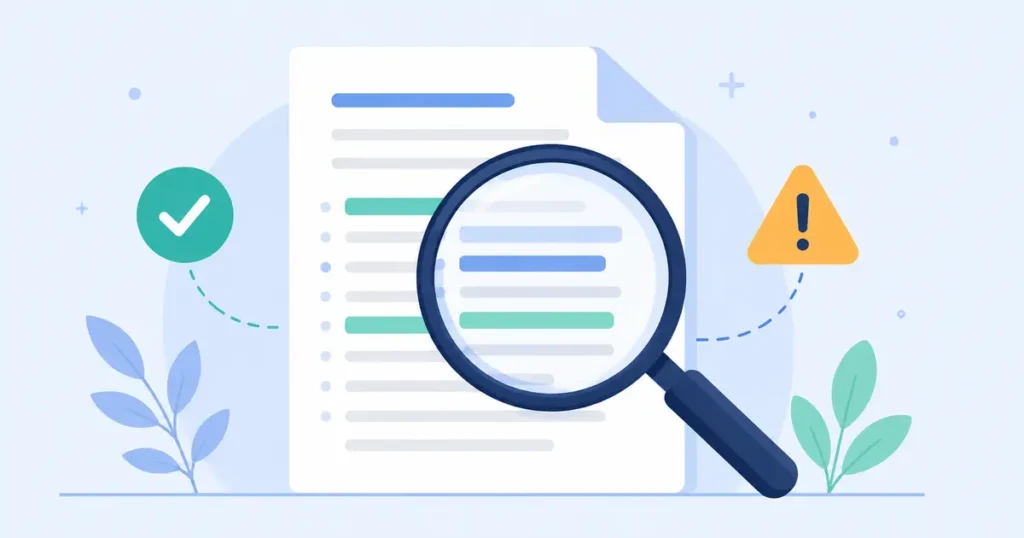Illustration of verifying an AI-generated document summary for accuracy