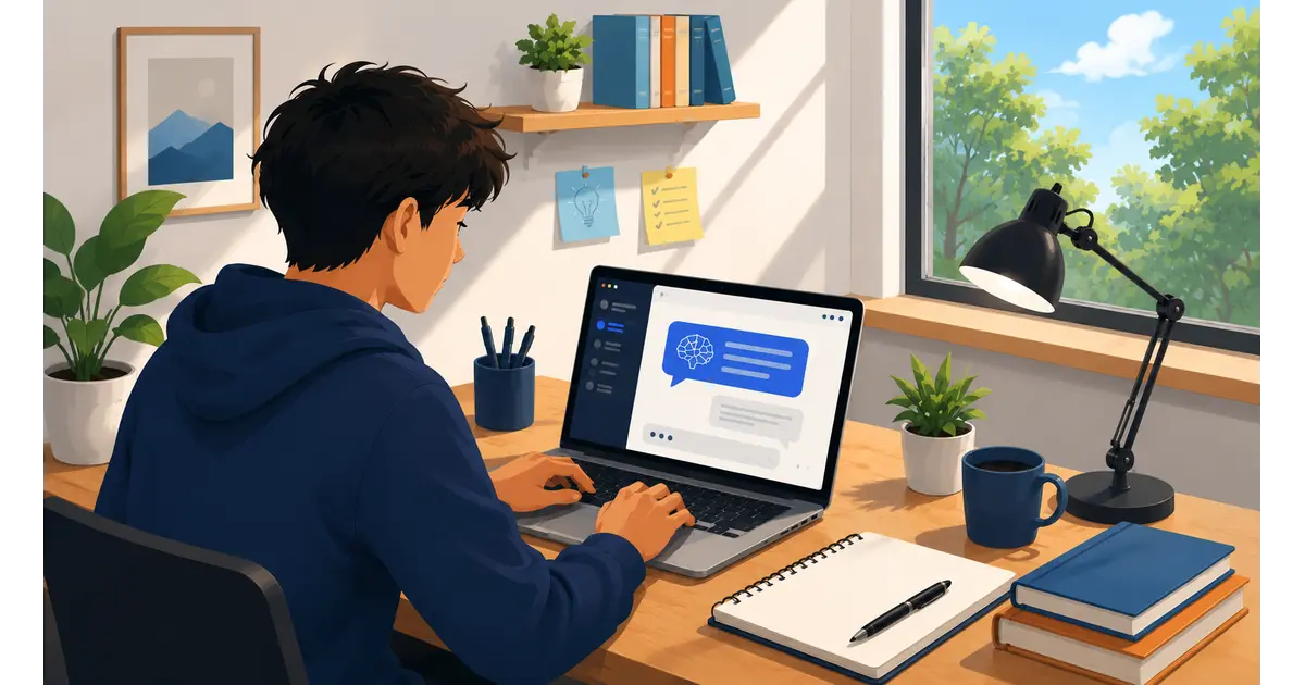 Student using an AI chatbot to study and complete homework ethically. how to use chatgpt for homework ethically