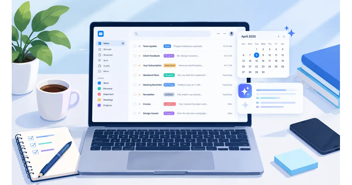 AI to organize emails automatically shown on a clean inbox dashboard