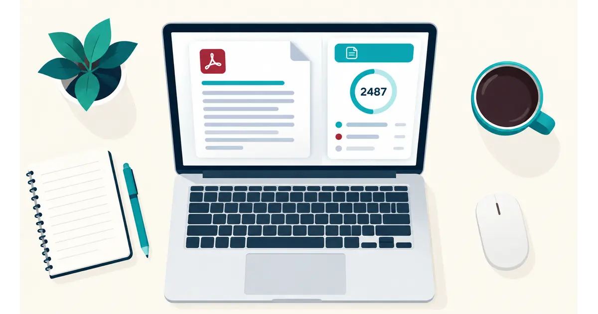 Checking word count in a PDF manuscript on a laptop using an online PDF word count checker