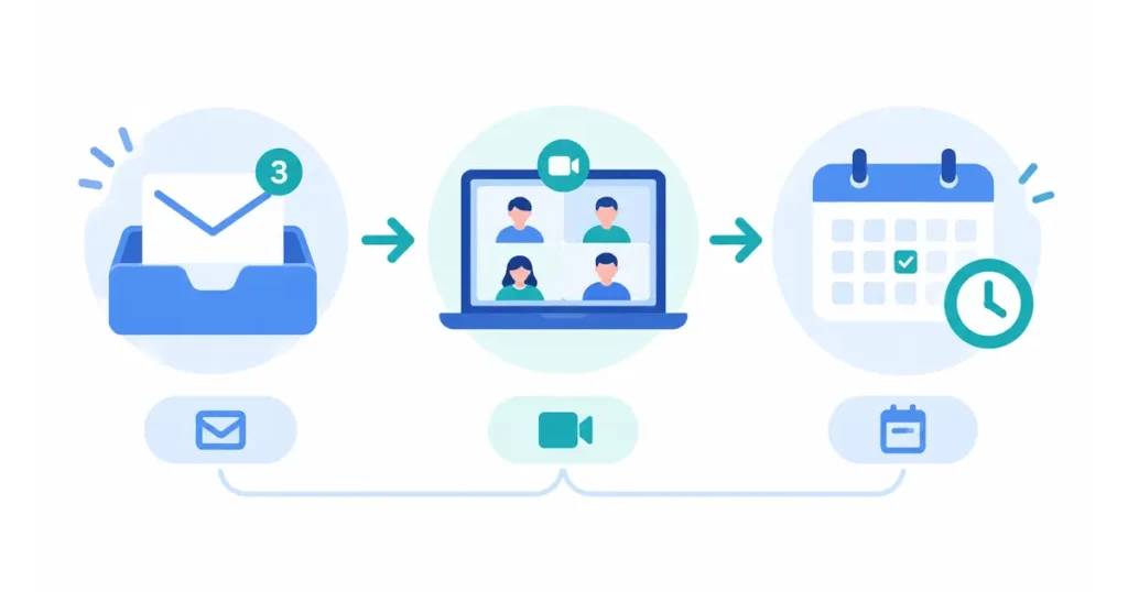 Three-layer AI system connecting inbox, meetings, and calendar