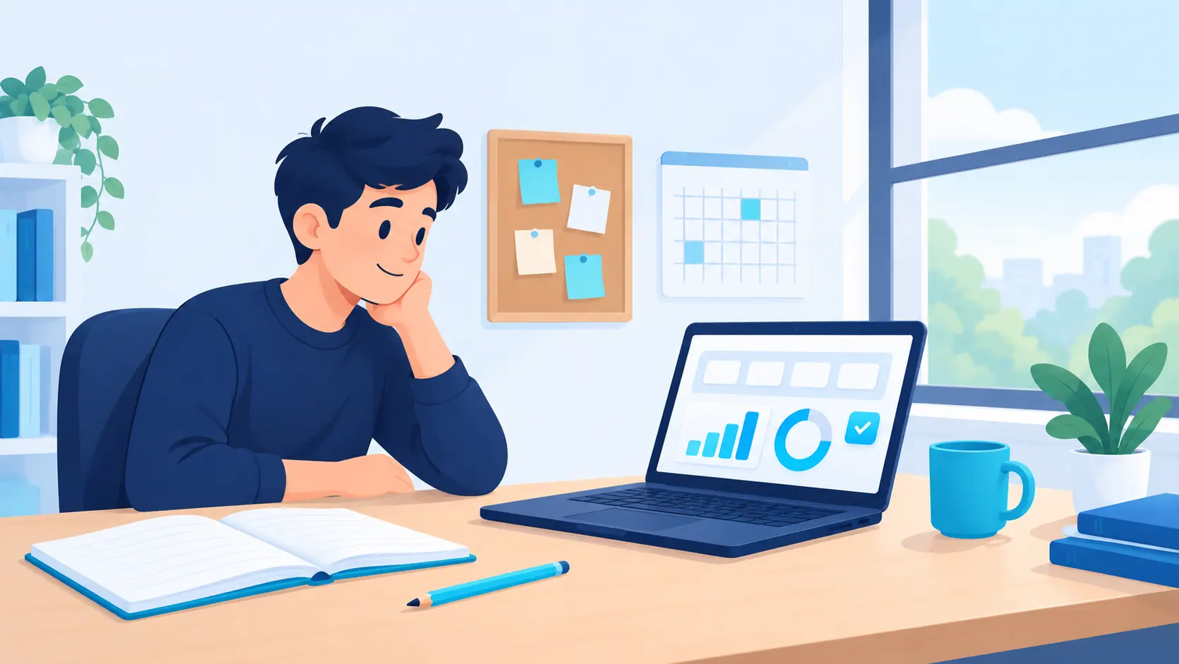Student checking a final grade calculator on a laptop before an exam